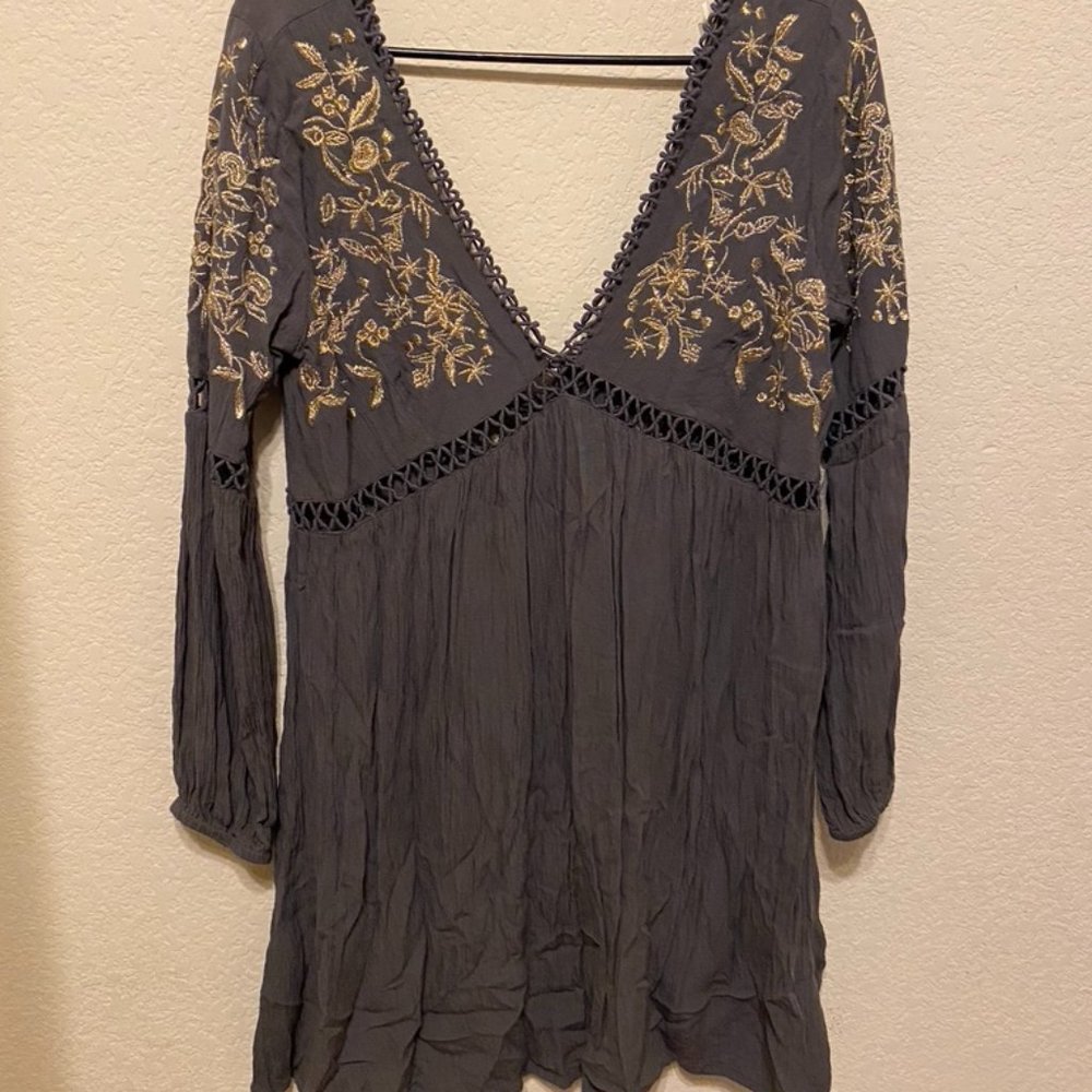 WORN ONCE Grey Deep V Dress